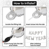 New Year's Eve Party Decoration, Happy New Year Balloon Banner, 16 Inch Foil Balloons for New Year, New Years Eve Party