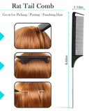 Hair Styling Brush Set - Slick Back Comb, Edge Control Brush, Rat Tail Comb for Smooth Styling, Frizz Taming (3 Pieces)