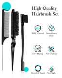 Hair Styling Brush Set - Slick Back Comb, Edge Control Brush, Rat Tail Comb for Smooth Styling, Frizz Taming (3 Pieces)