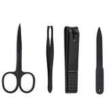 3set Nail Clipper Set, 4PCS Manicure Set Fingernail Clippers Kit Black Stainless Steel Pedicure and Manicure Kit with Leather Case