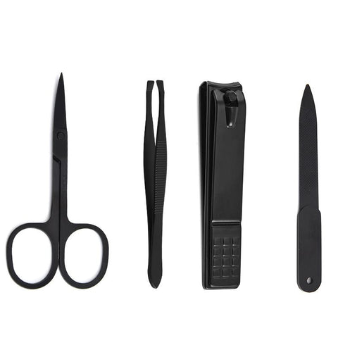 3set Nail Clipper Set, 4PCS Manicure Set Fingernail Clippers Kit Black Stainless Steel Pedicure and Manicure Kit with Leather Case