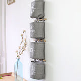 4 Pcs Storage Bag Cotton Linen Hanging Bag Mini Hanging Bag Wall Hanging Pouch Kitchen Wall Organizer Door Back Organizer