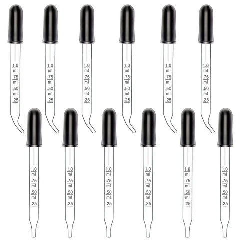12pcs 1ml Eye Dropper,6pcs Straight Tip Glass Droppers and 6pcs Bent Tip Measured Dropper,for Accurate Easy Dose and Measurement In Australia - Darrahopens