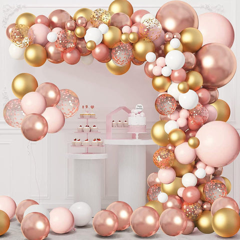 134 pcsRose Gold Balloons Garland Arch Kit, Rose Gold Pink White Confetti Balloons for Women Girls Princess Engagement Bridal In Australia - Darrahopens