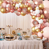 134 pcsRose Gold Balloons Garland Arch Kit, Rose Gold Pink White Confetti Balloons for Women Girls Princess Engagement Bridal