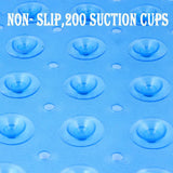 Bath Tub Shower Non-Slip and Extra Large, Bathtub Mat with Suction Cups, Machine Washable Bathroom Mats with Drain Holes, Blue