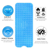 Bath Tub Shower Non-Slip and Extra Large, Bathtub Mat with Suction Cups, Machine Washable Bathroom Mats with Drain Holes, Blue