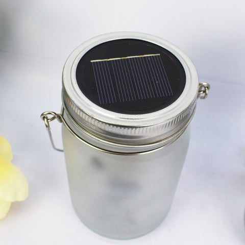 2 Pack Solar Lantern Fairy Lights, Garden Ornament Lights - Outdoor Hanging Frosted Glass Mason Jar Lights (Warm)