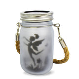 2 Pack Solar Lantern Fairy Lights, Garden Ornament Lights - Outdoor Hanging Frosted Glass Mason Jar Lights (Warm)
