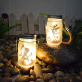 2 Pack Solar Lantern Fairy Lights, Garden Ornament Lights - Outdoor Hanging Frosted Glass Mason Jar Lights (Warm)