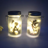 2 Pack Solar Lantern Fairy Lights, Garden Ornament Lights - Outdoor Hanging Frosted Glass Mason Jar Lights (Warm)