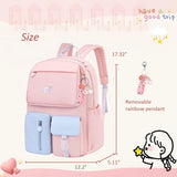 Kids Backpack for Girls School Bag for Elementary School Large Lightweight Bookbag Girls Backpack, Bookbag Pink Blue