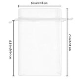 100pcs 5X7 Inches White Organza Bags Christmas Drawstring Pouches Party Wedding Favor Bags Goodie bags(White)