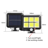 Solar Motion Sensor Light with Separate Panel,3 Lighting Modes,120 Bright COB LED,Cable,Waterproof Solar Powered