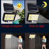Solar Motion Sensor Light with Separate Panel,3 Lighting Modes,120 Bright COB LED,Cable,Waterproof Solar Powered