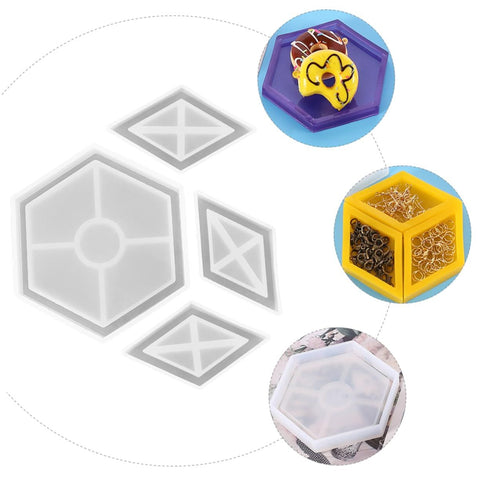 4 pcs Storage Box Mold Storage Case Mold DIY Mold Silicone Mold Epoxy Mold Storage Box Mold White Silicone Board