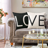 Valentines Day Pillow Covers 18x18 Set of 2 Valentines Day Decor for Home Black and White Love Pillows Decorative Throw
