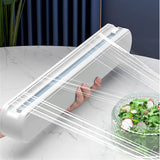 Plastic Wrap Dispenser with Cutter,Suction Cup Type Preservative Film Cutter Plastic Wrap Cutter Adjustable Storage Cutting Box
