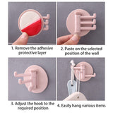2 pcs Wall Hooks for Hanging Adhesive Bathroom Kitchen Hooks Desk 3 Rotatable Arms Round Sticky Hooks