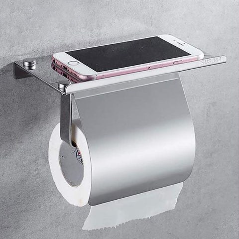 Toilet Paper Holder with Shelf 304 Stainless Steel Toilet Roll Tissue Holder with Phone Shelf Wall Mounted Tissue Paper Dispense In Australia - Darrahopens