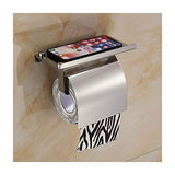 Toilet Paper Holder with Shelf 304 Stainless Steel Toilet Roll Tissue Holder with Phone Shelf Wall Mounted Tissue Paper Dispense