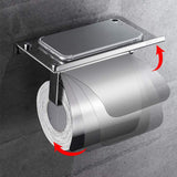 Toilet Paper Holder with Shelf 304 Stainless Steel Toilet Roll Tissue Holder with Phone Shelf Wall Mounted Tissue Paper Dispense