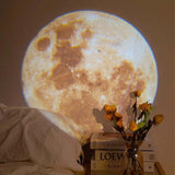 Moon Lamp Projector Night Light, 360° Rotatable Moon Lamp USB Powered Lighting with Bracket,Mood Light Photography Romantic