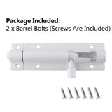2Pcs 3 Inch White Solid Aluminium Slide Bolt Latch, Mini Door Barrel Bolts Latches, Solid Aluminium Thickened Security
