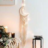 Woven Wall Hanging Moon Dream Catcher- Boho Chic Bohemian Home Decor Wall Art Decor Beautiful Apartment Dorm Room In Australia - Darrahopens