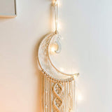 Woven Wall Hanging Moon Dream Catcher- Boho Chic Bohemian Home Decor Wall Art Decor Beautiful Apartment Dorm Room