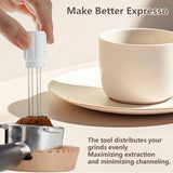 Espresso Distribution Tool, 0.4mm Espresso Tools Coffee Stirrer Distributor Espresso Machine Accessories with Magnetic (White)