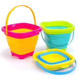 3 Pieces Foldable Beach Bucket Set, 2L Silicone Collapsible Toy Buckets for Kids, Multi Purpose for Fun Summer Activities In Australia - Darrahopens