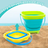 3 Pieces Foldable Beach Bucket Set, 2L Silicone Collapsible Toy Buckets for Kids, Multi Purpose for Fun Summer Activities In Australia - Darrahopens