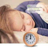 Wood Analog Alarm Clock - Round Battery-Operated Non-Ticking Clock with Snooze Button and Light - Light Brown In Australia - Darrahopens