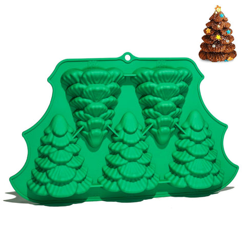 3D Christmas Tree Baking Mould cake pan silicone mold,5 cavities christmas tree for bread, mousse cake,muffins,ice cubes In Australia - Darrahopens