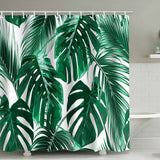 Palm Leaves Shower Curtain Green Tropical Plant Banana Leaf Jungle Botanical White Background Polyester Curtains