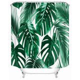 Palm Leaves Shower Curtain Green Tropical Plant Banana Leaf Jungle Botanical White Background Polyester Curtains