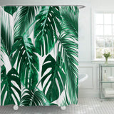 Palm Leaves Shower Curtain Green Tropical Plant Banana Leaf Jungle Botanical White Background Polyester Curtains