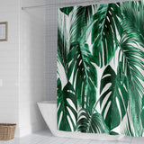 Palm Leaves Shower Curtain Green Tropical Plant Banana Leaf Jungle Botanical White Background Polyester Curtains