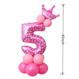 2 pcs 32 inch Aluminum Foil Pink Number Crown Balloon, Children's Birthday Party Baby Shower Decoration Supplies