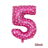 2 pcs 32 inch Aluminum Foil Pink Number Crown Balloon, Children's Birthday Party Baby Shower Decoration Supplies