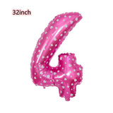 2 pcs 32 inch Aluminum Foil Pink Number Crown Balloon, Children's Birthday Party Baby Shower Decoration Supplies
