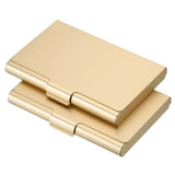 Business Card Holder, 2 Pack Aluminum Metal Card Case Professional Pocket Card Holder for Name Card Credit Card, Gold