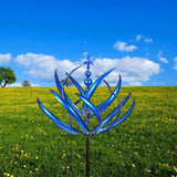 Large Outdoor Metal Wind Spinners, Unique and Magical Metal Windmill, Lawn Solar Wind Spinners, 360 Degrees Swivel Wind