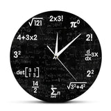 Math Equations and Notations Mathematics Chalkboard Geek Battery Operated Wall Clock Silent Non-Ticking Quartz
