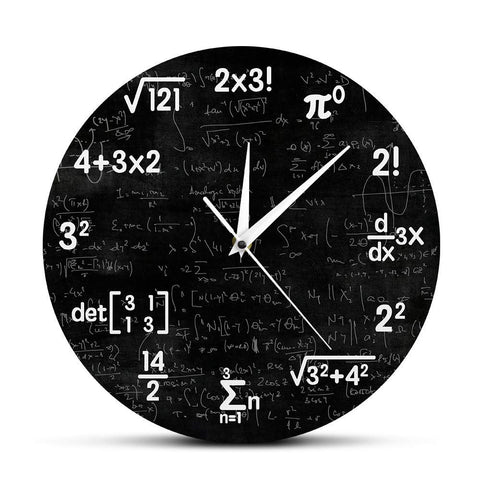 Math Equations and Notations Mathematics Chalkboard Geek Battery Operated Wall Clock Silent Non-Ticking Quartz