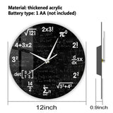 Math Equations and Notations Mathematics Chalkboard Geek Battery Operated Wall Clock Silent Non-Ticking Quartz