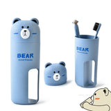 3 set Wheat Stalk Cartoon Bear Toothbrush Toothpaste Case Box, Travel Tooth Brush Cup, Travel Storage of Toothbrush Supplies