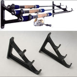 2 pcs Fishing Rod Wall Rack - Ultra Sturdy Strong Weatherproof Holds 3 Rods - Space Saving Organizer for Hiking Poles