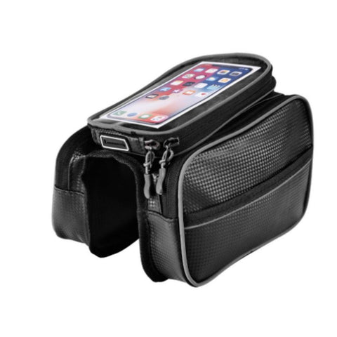 Bike Front Frame Tube Bag Phone Bag Holder Rainyproof Cycling Mountain Road Bike Outdoor Storage Bag Bike Accessories, Black In Australia - Darrahopens